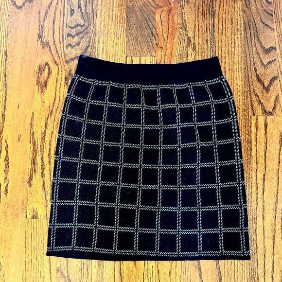 Wool Skirt - Black and White Checks - Picture 1 of 3